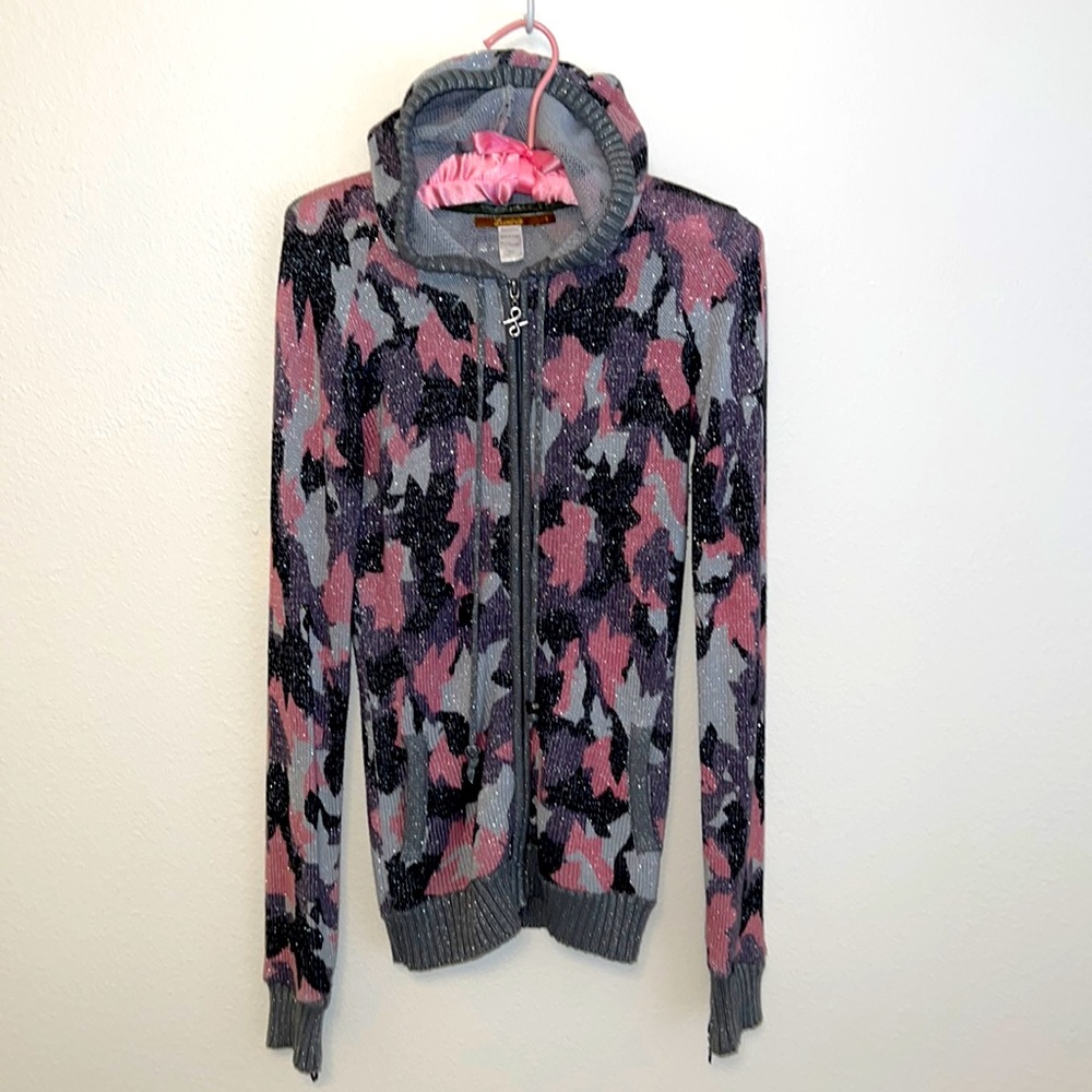 Luxirie sparkle camo zip up hoodie